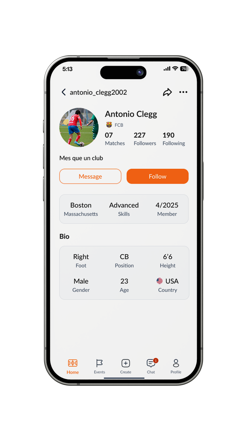 Player Profile - Track your soccer journey